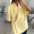 Women Casual Blazer Shorts Set Elegant 2 Piece Outfit