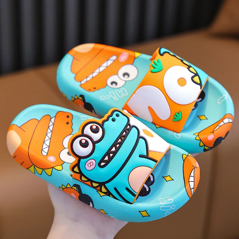 Kids Dinosaur Slide Sandals Cartoon Anti-Slip Summer Beach Slippers Cute Indoor Outdoor Shoes for Boys and Girls