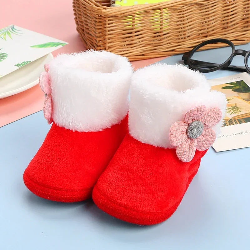 Newborn Baby Snow Boots Soft Warm Pom Pom Winter Booties