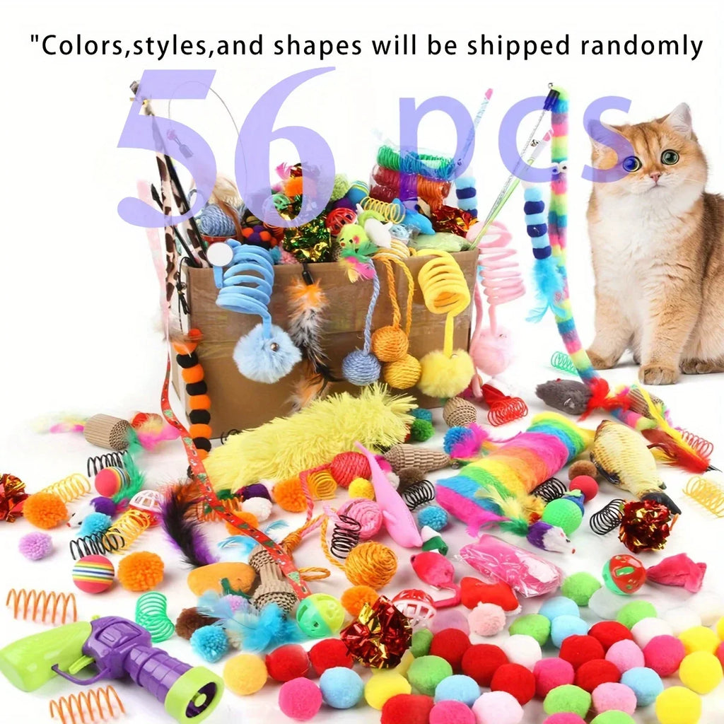 Cat Toy Set Variety Pack – Interactive Toys for Indoor Cats (14/28/56PCS)