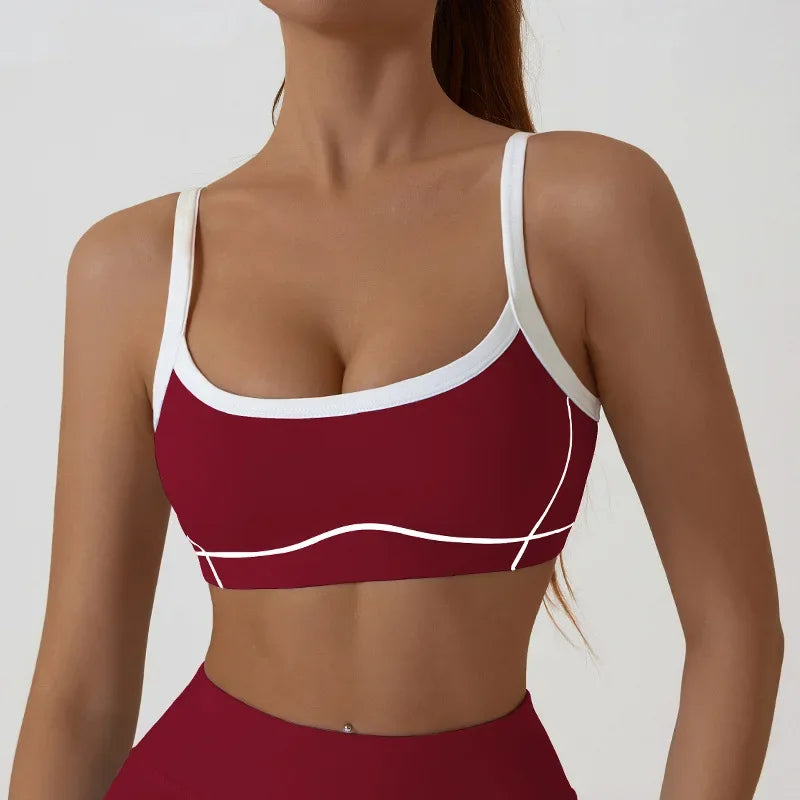 Women Sports Bra Shockproof Push Up Yoga Gym Bra Breathable Fitness Workout Top