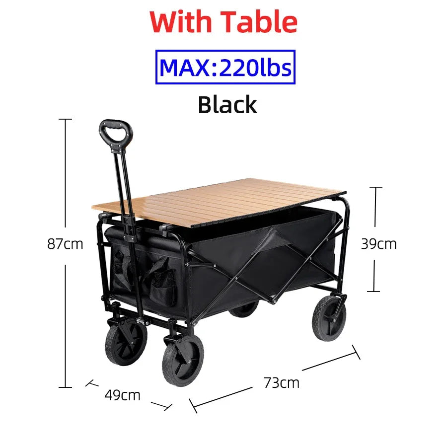 Folding Beach Wagon Large Capacity Heavy Duty Collapsible Camping Cart