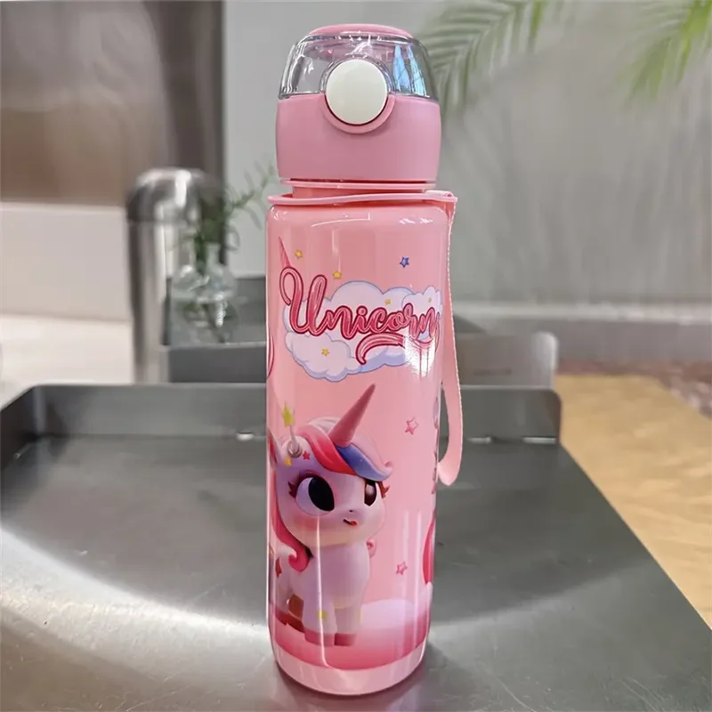 Cute Cartoon Water Bottle 700ml – BPA Free Leakproof Kids Drinking Bottle with Straw for School & Outdoor
