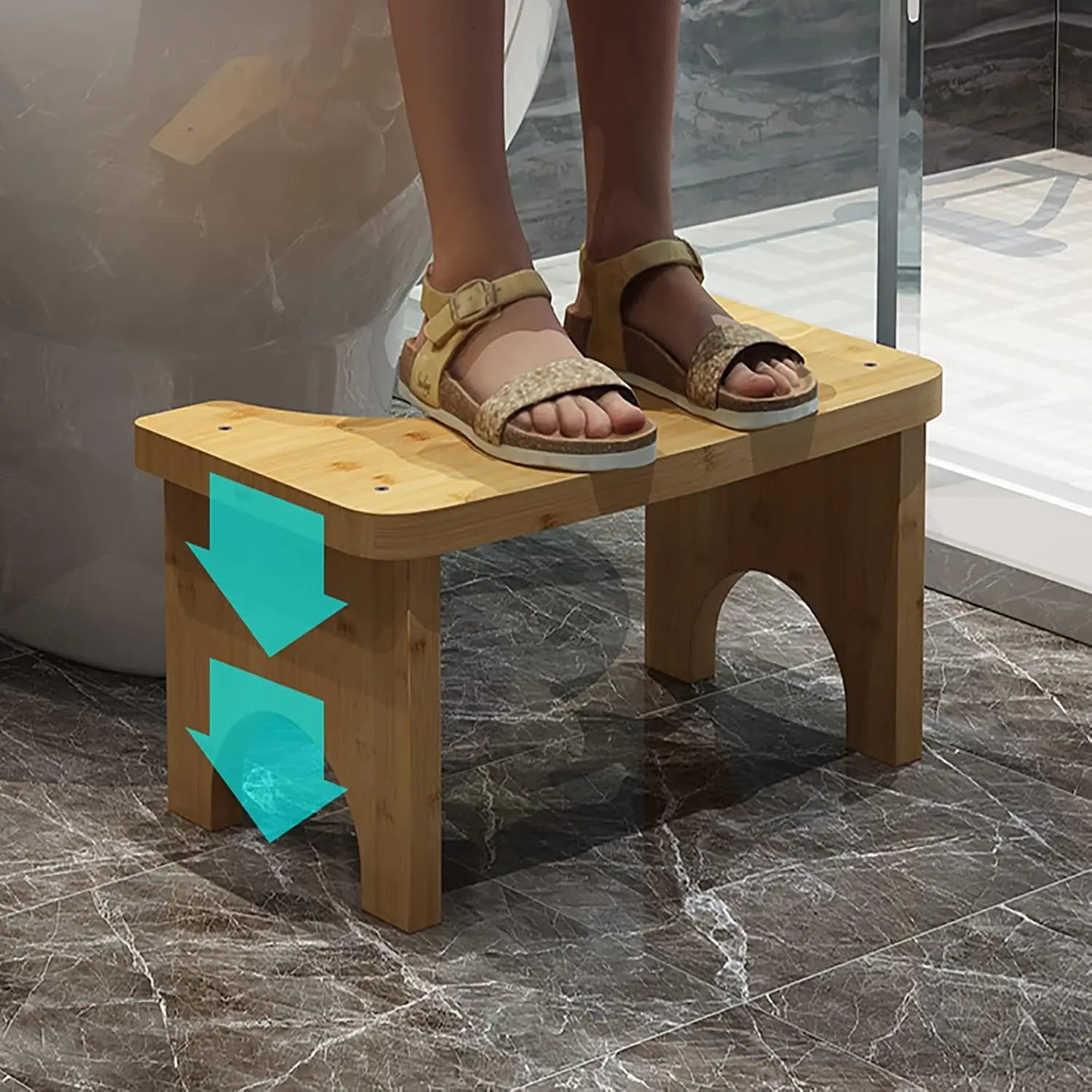 Bamboo Squat Toilet Stool Non Slip Bathroom Foot Rest for Adults and Children