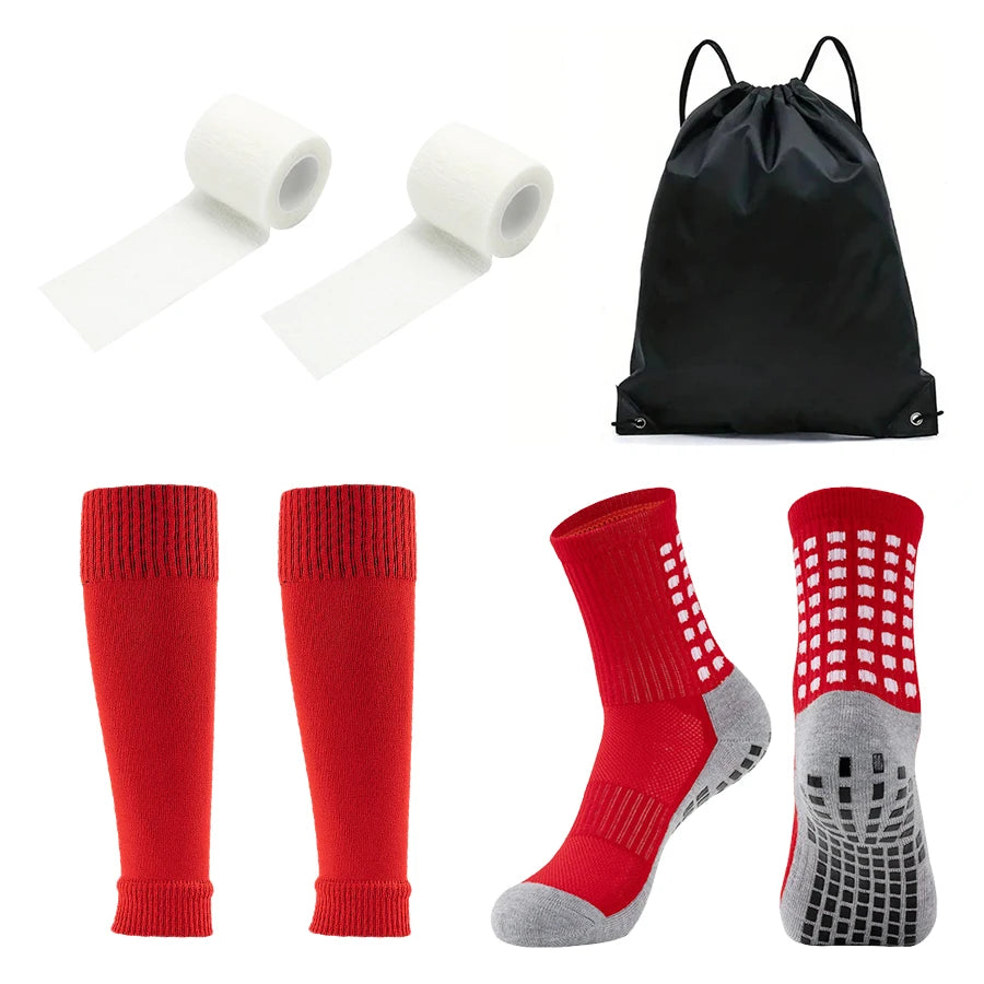Non Slip Football Socks Drawstring Bag Set Sports Running Basketball Socks Men Women