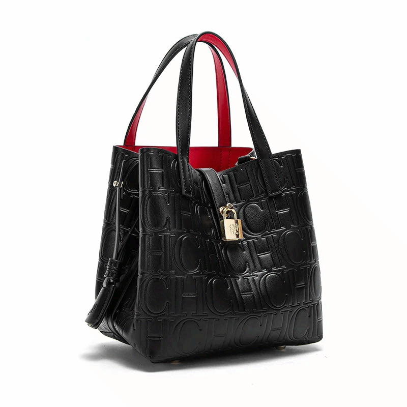 Women Steel Embossed Tote Bag Handheld Mother Shopping Bag Large Capacity