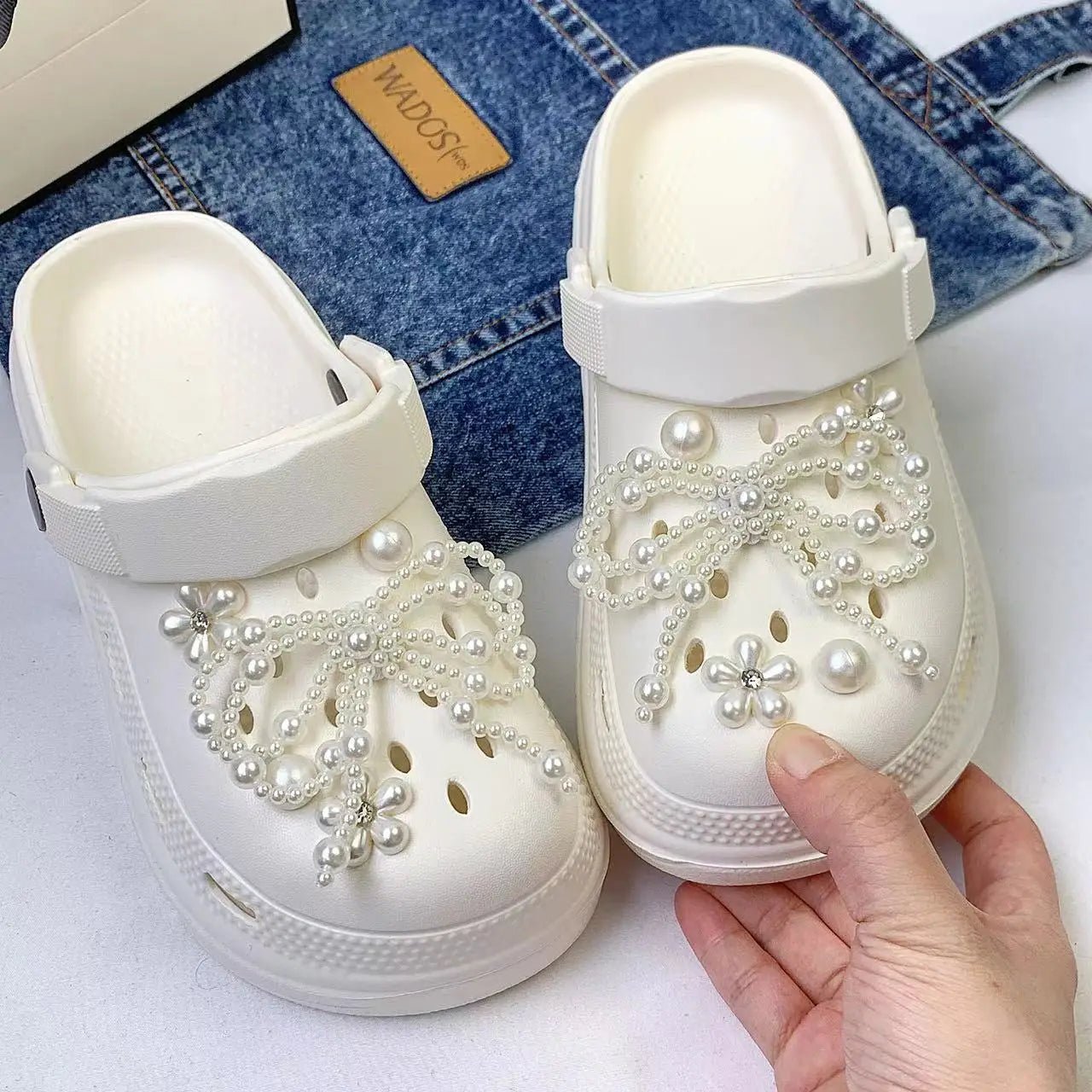 Shoe Accessories Set Bow Pearl Flower DIY Decorations 10-12Pcs Gift Ornaments