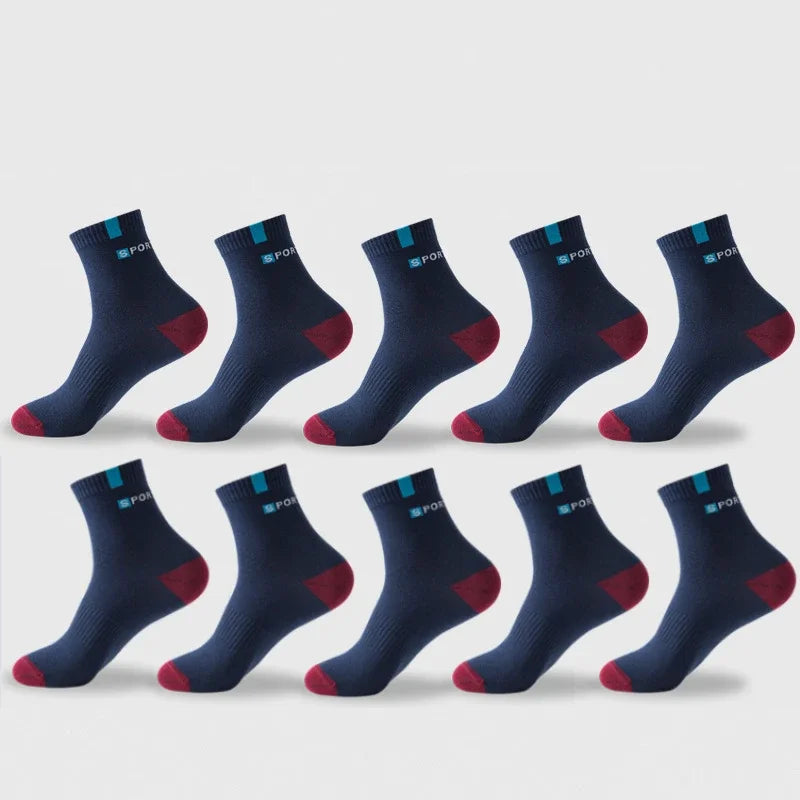 Men Cotton Sport Socks Breathable Mid Tube Elastic Running Sneakers Socks