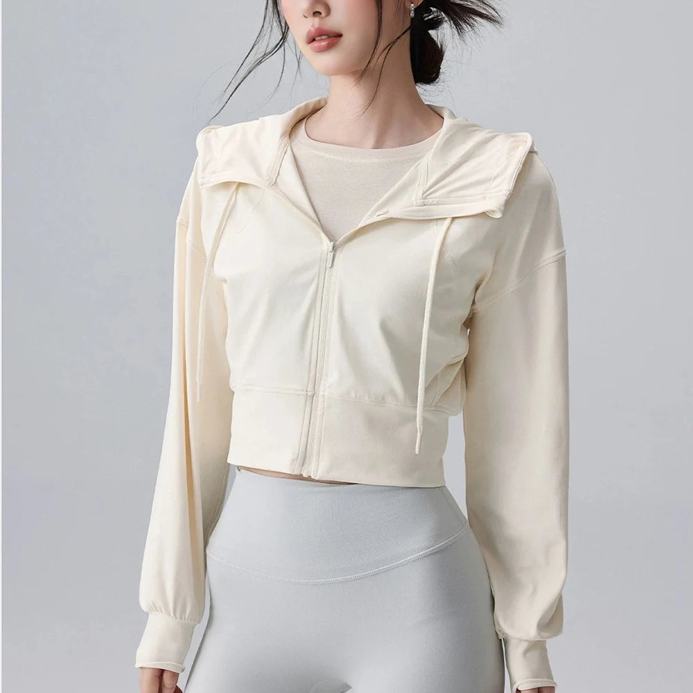 Women Hooded Running Jacket Lightweight Sportswear for Gym Yoga and Outdoor Running
