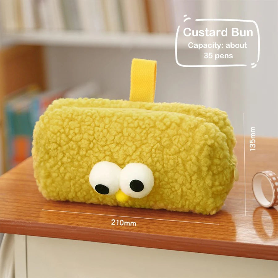 Cute Cartoon Plush Pencil Case Storage Cosmetic Bag Stationery School Supplies
