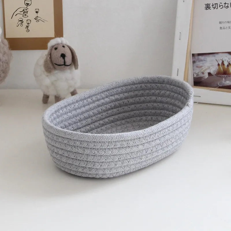 Cotton Rope Woven Storage Basket for Home Desk