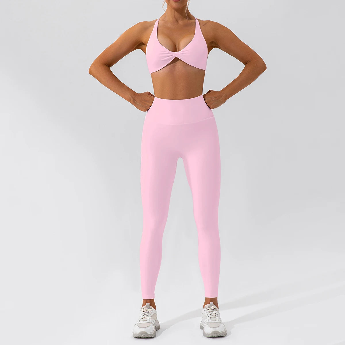 2PCS Seamless Yoga Set Women Long Sleeve Crop Top High Waist Leggings Workout Outfit