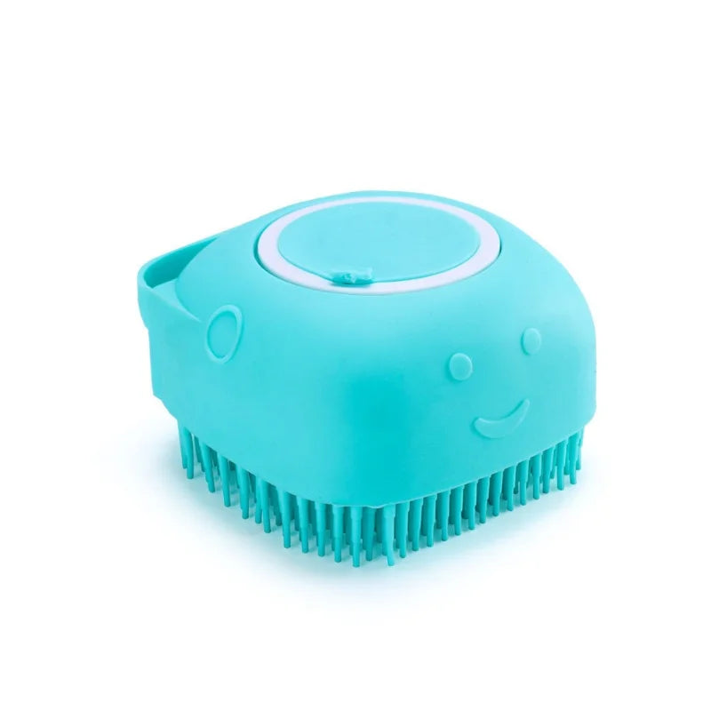 Pet Bath Brush with Shampoo Dispenser – Silicone Dog & Cat Massage Grooming Tool