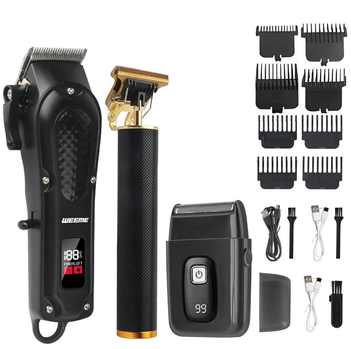 T9 Vintage Hair Clipper & Beard Trimmer Rechargeable Grooming Kit for Men