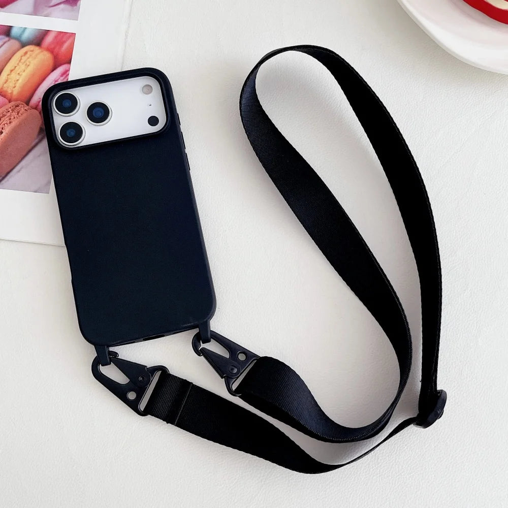 Crossbody Lanyard Matte Silicone Shockproof iPhone Case