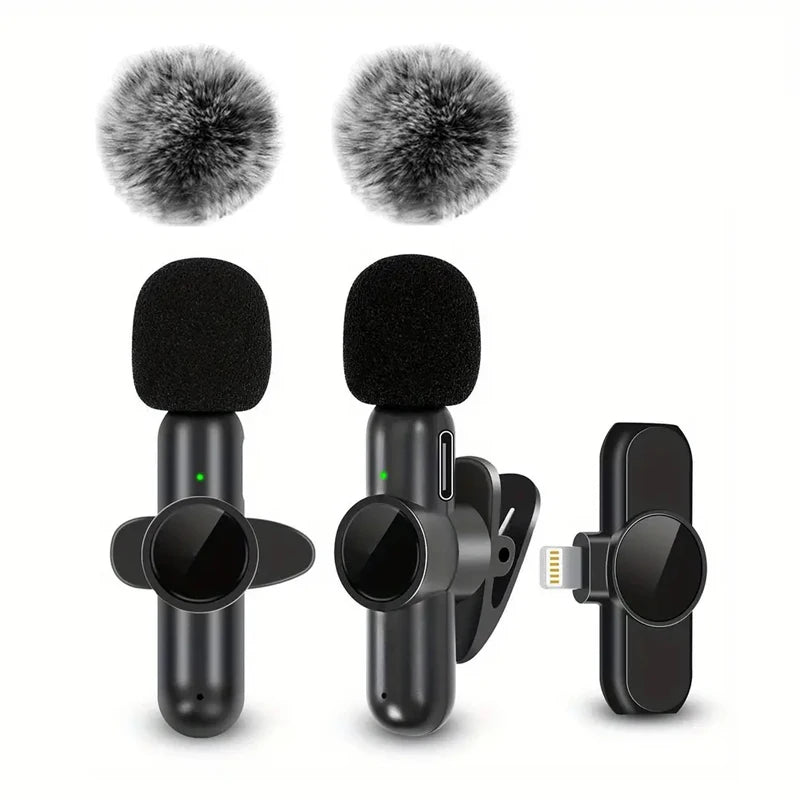 Wireless Lavalier Microphone Mini Clip On Mic for iPhone Android Audio Recording