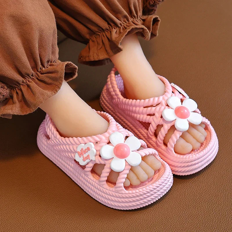 Kids Summer Slippers Soft Sole Anti Slip Beach Sandals for Boys Girls