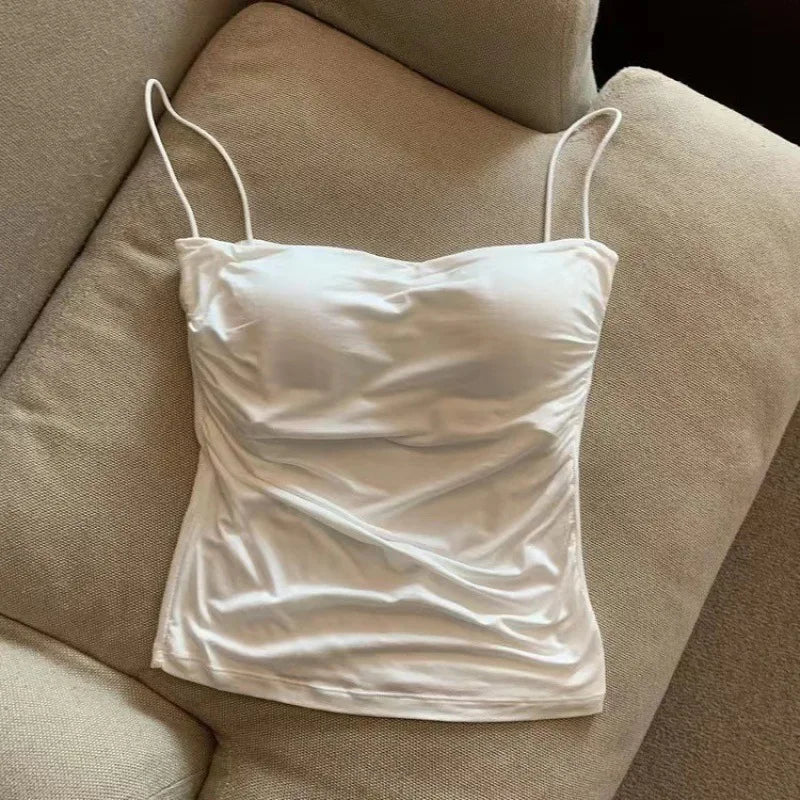 Women White Fitted Camisole Sleeveless Tank Top
