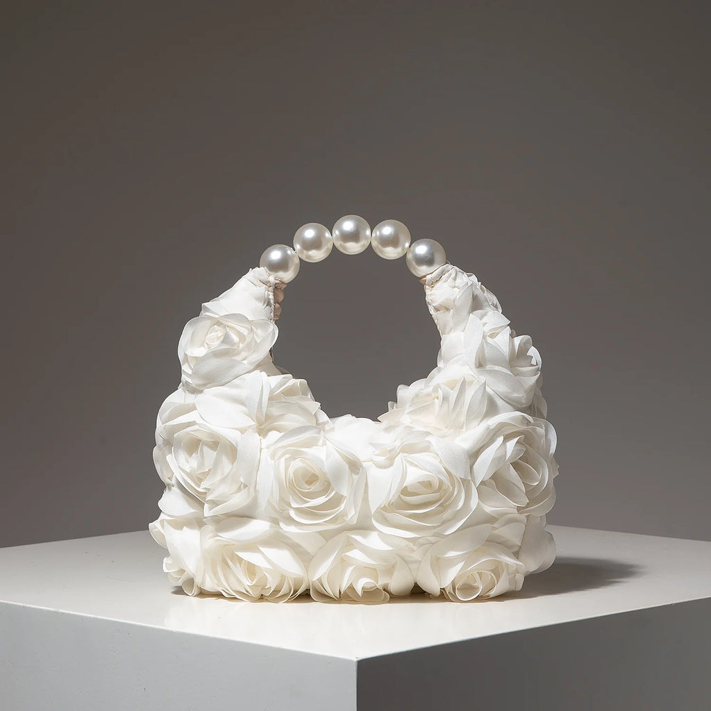 Floral Pearl Party Shoulder Bag Elegant Women Clutch