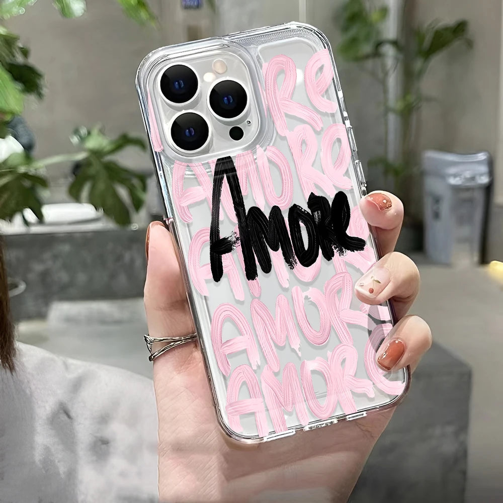 Amore Love Pink Letter Silicone iPhone Case