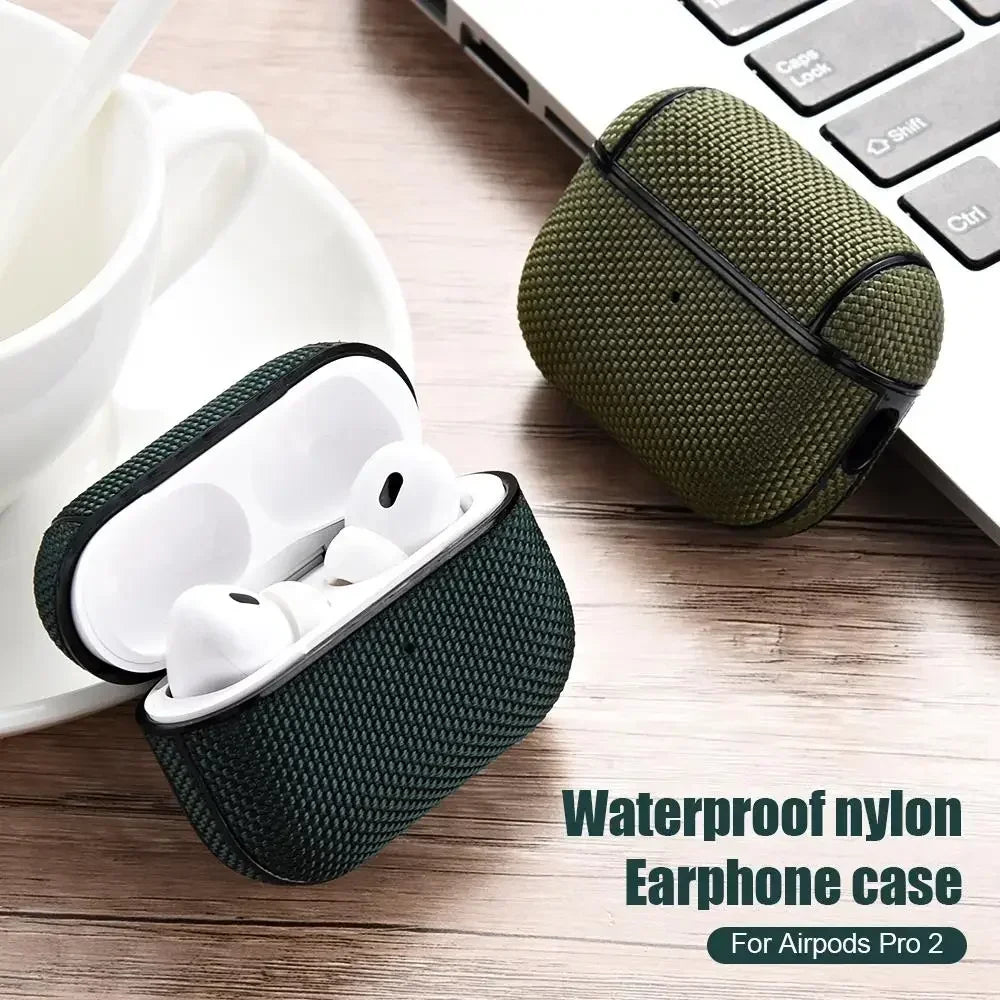 Shockproof Fabric AirPods Case Cover with Carabiner for AirPods 4 3 Pro 2 Protective Wireless Charging Earbuds Case