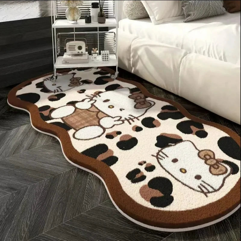 Cat Design Non Slip Floor Mat Stain Resistant Rug for Bedroom Living Room