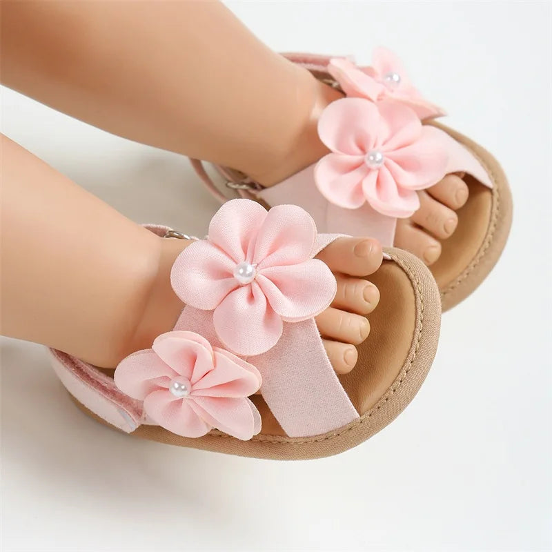 Baby Girls 3D Flower Non Slip Summer Sandals First Walker Shoes 0 to 18M