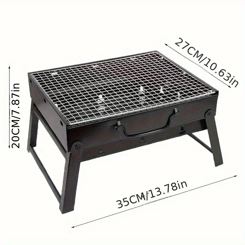 Portable Mini Charcoal BBQ Grill Stainless Steel Outdoor Camping Picnic Barbecue Stove