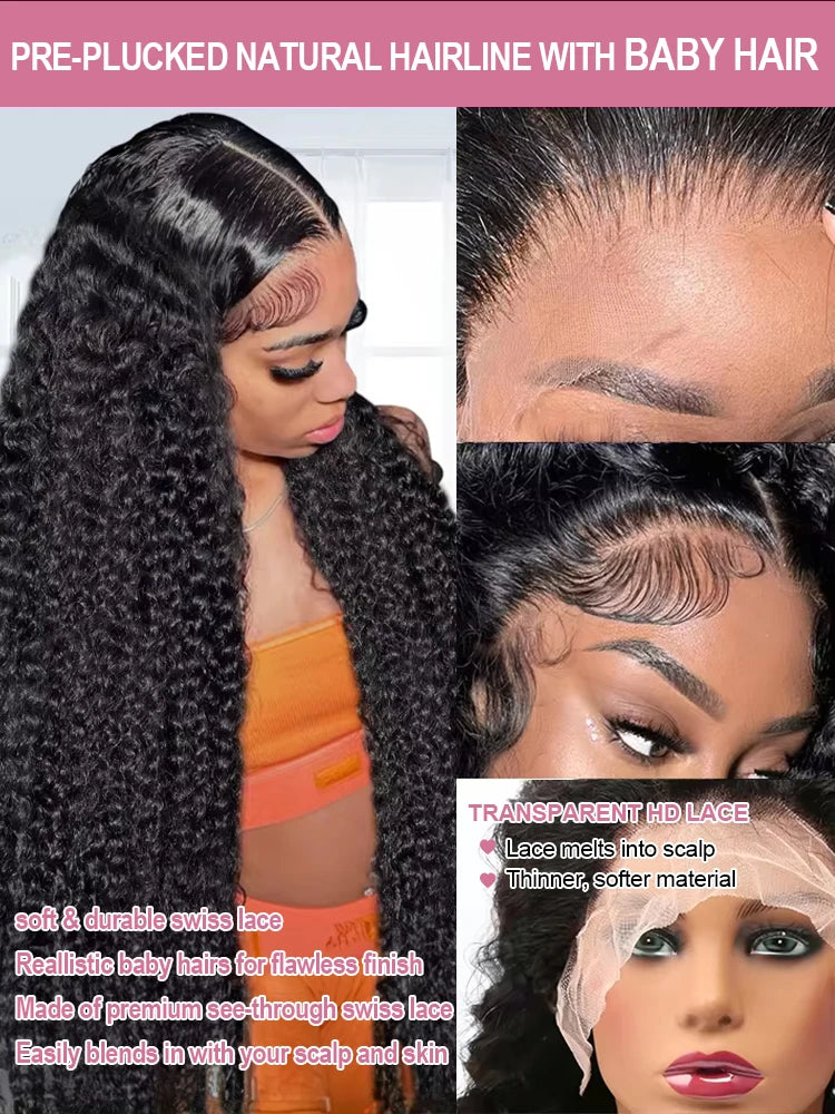 Deep Wave Wig Human Hair – HD Lace Front Glueless Curly Wig (22–50 Inch)