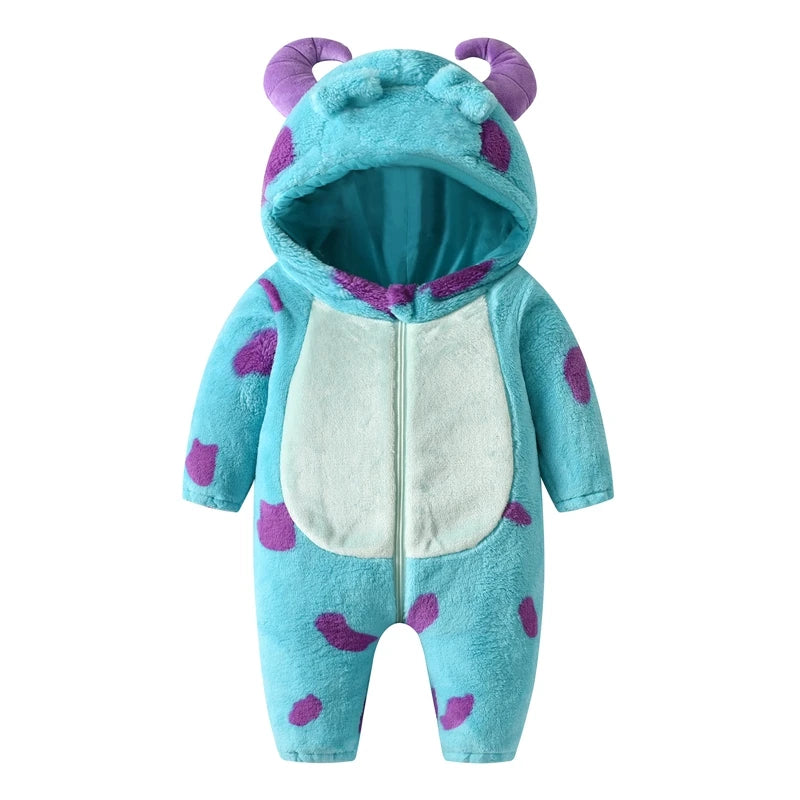 Baby Fleece Jumpsuit Hooded Winter Romper Warm Thick Infant Snowsuit 0-3Y
