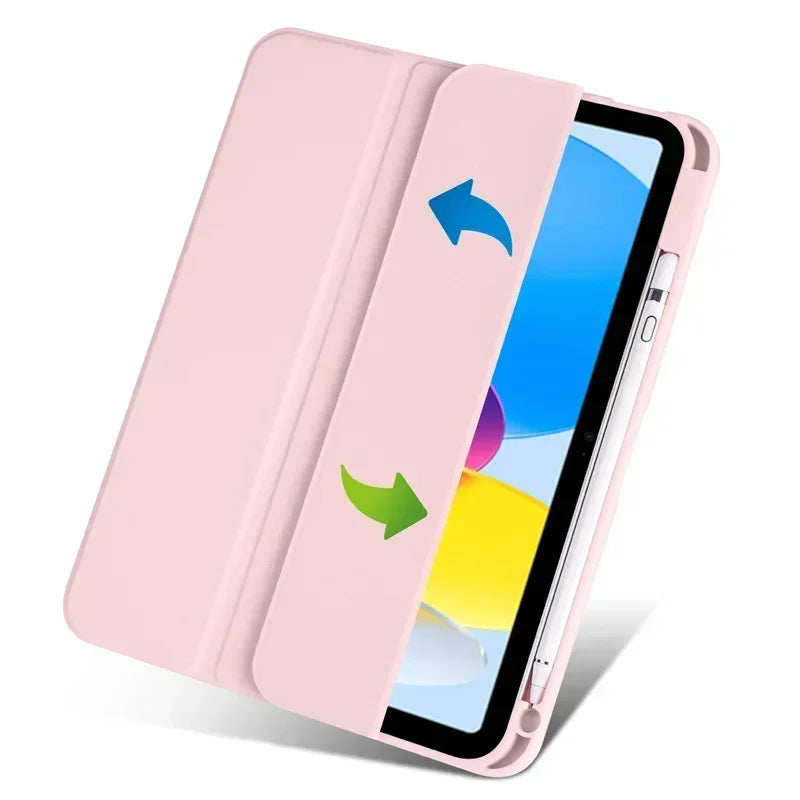 iPad Trifold Clear Back Case with Pen Holder Acrylic Hard Cover