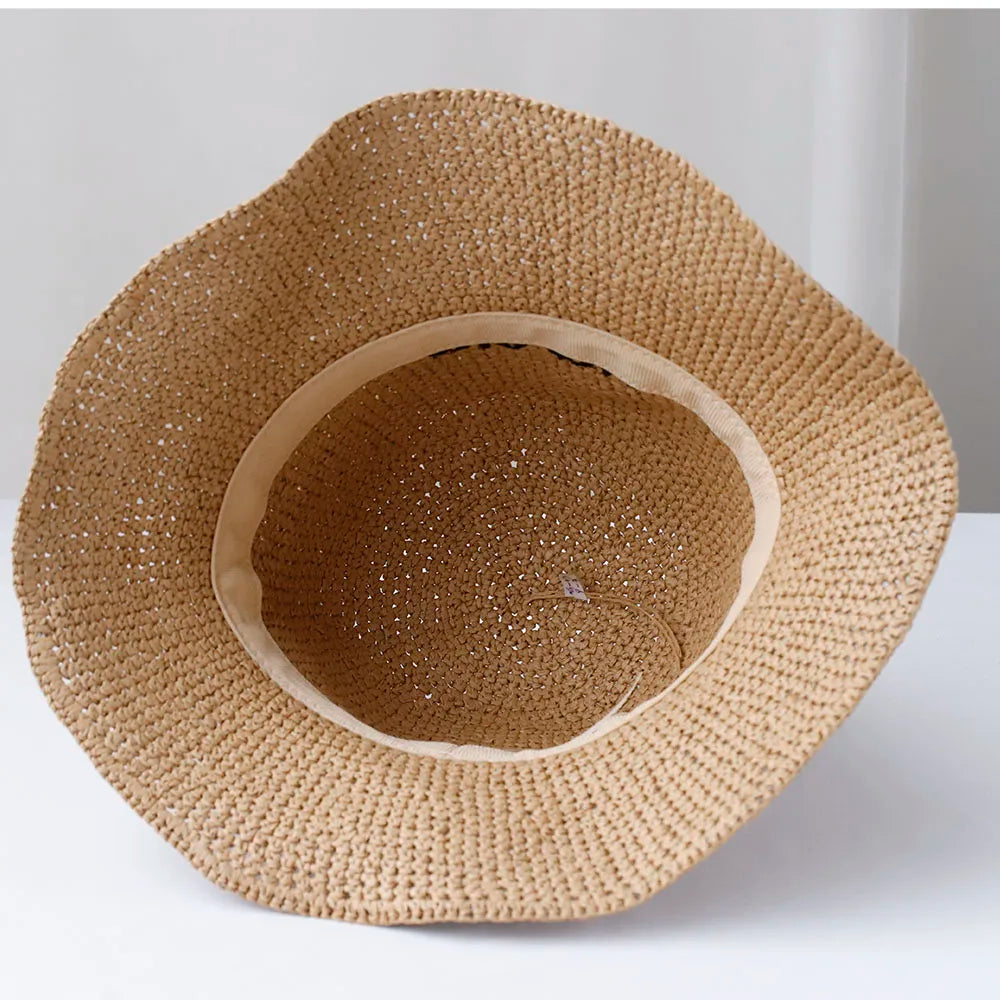 Wide Brim Straw Sun Hat for Women Foldable UV Beach Cap