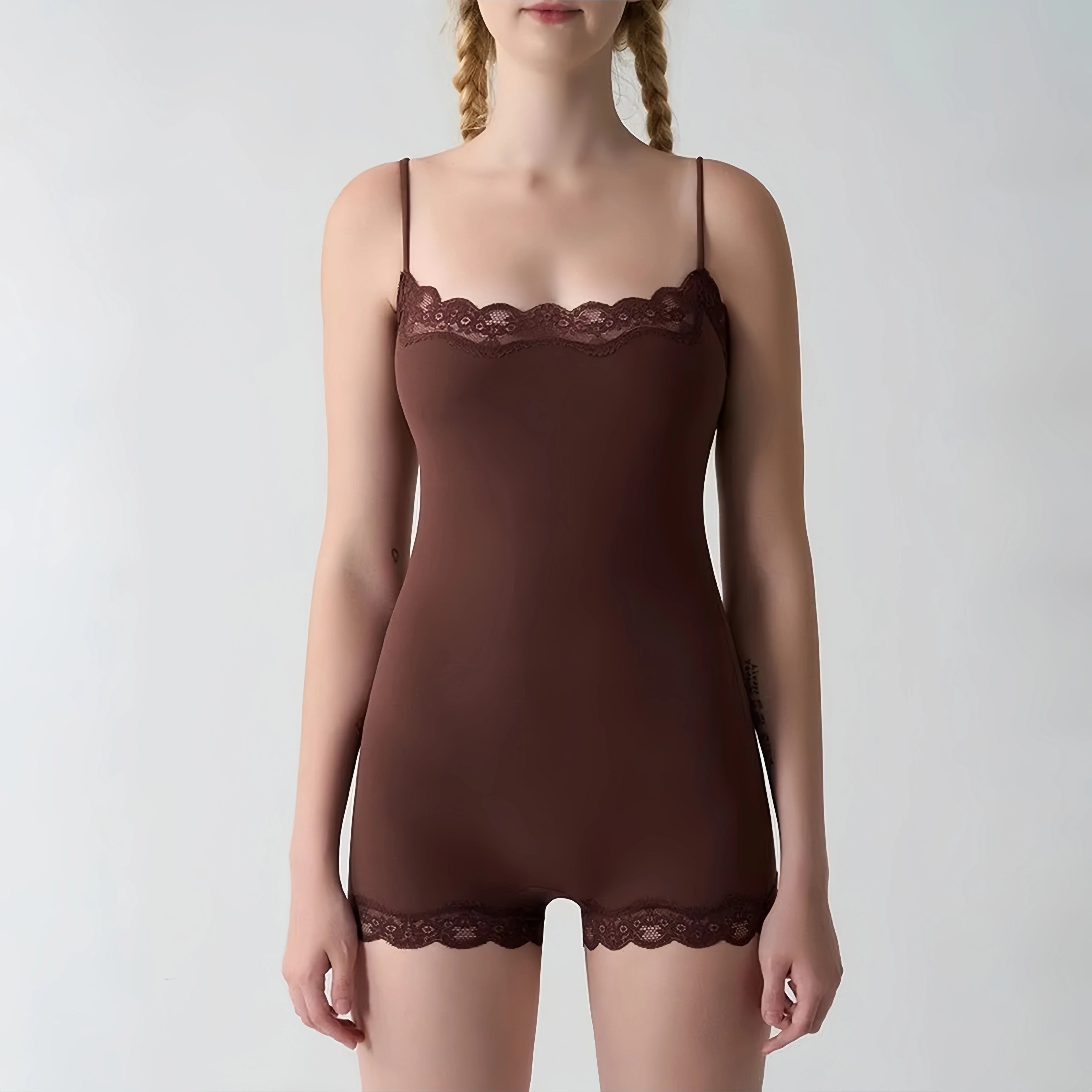Women Lace Patchwork Cami Playsuit Backless Sleeveless Romper Y2K Streetwear Outfit