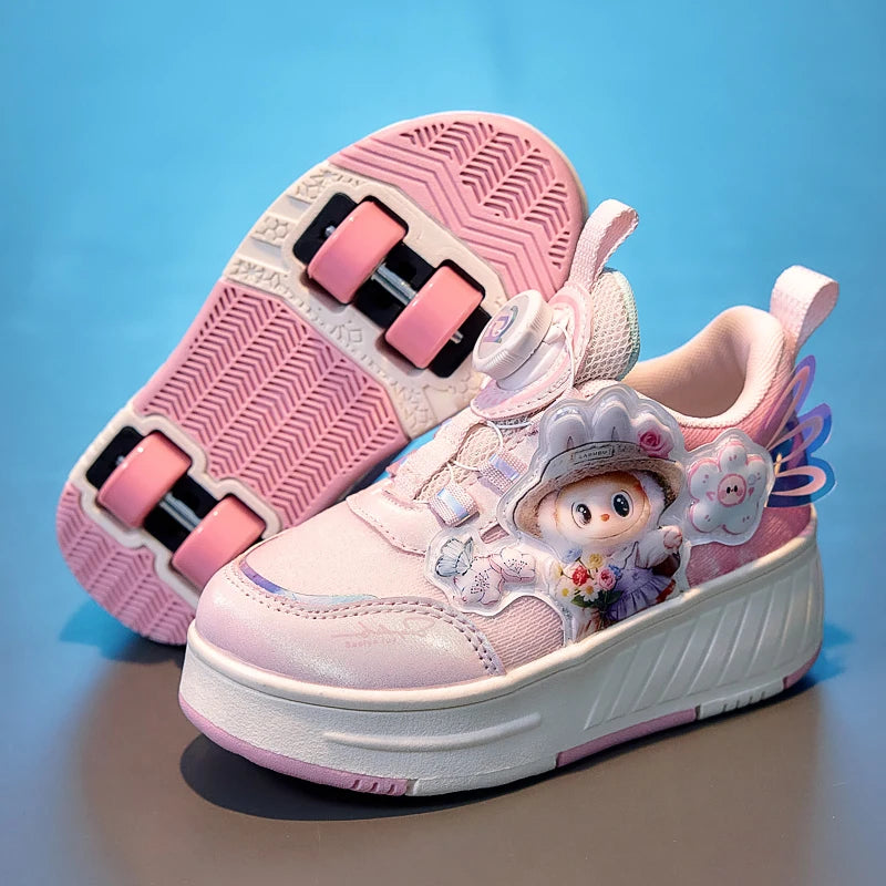 Girls Roller Skating Shoes Four Wheel Outdoor Sports Sneakers