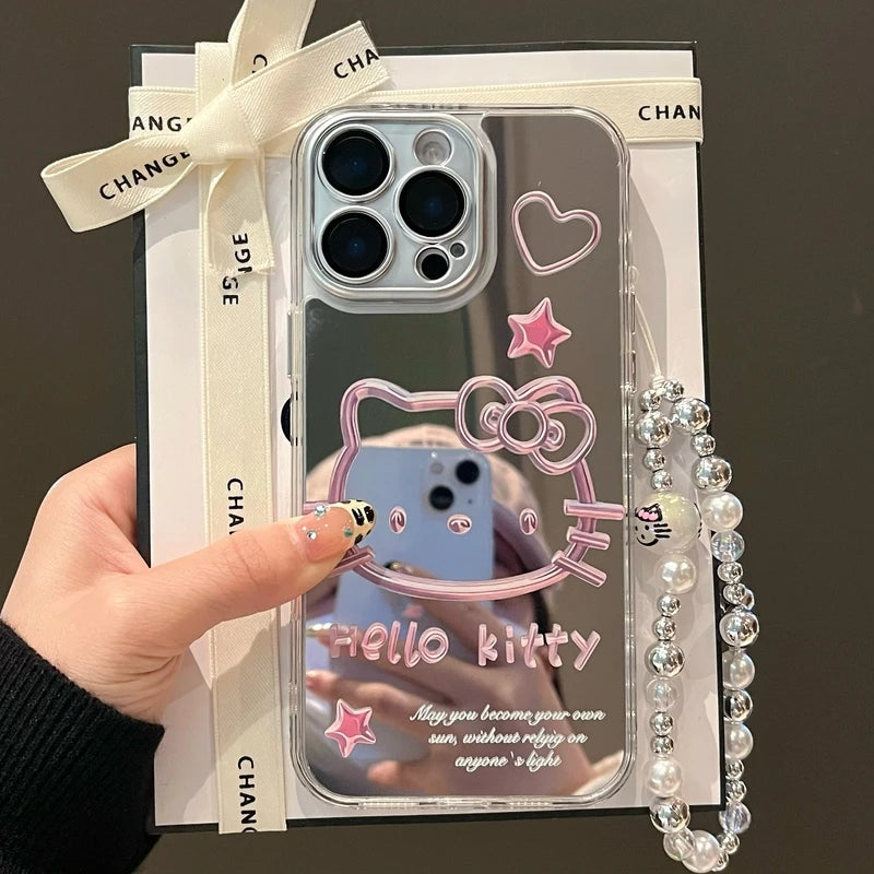 Sanrio Hello Kitty Silver Plating Mirror Cute Cartoon iPhone Case