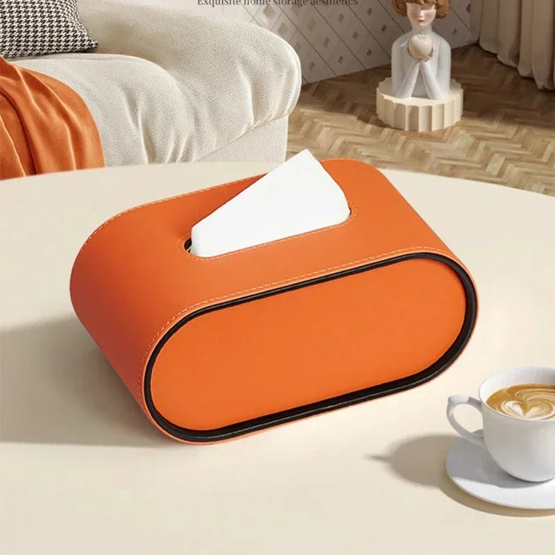 Leather Tissue Box Creative Desktop Napkin Storage for Living Room Bedroom