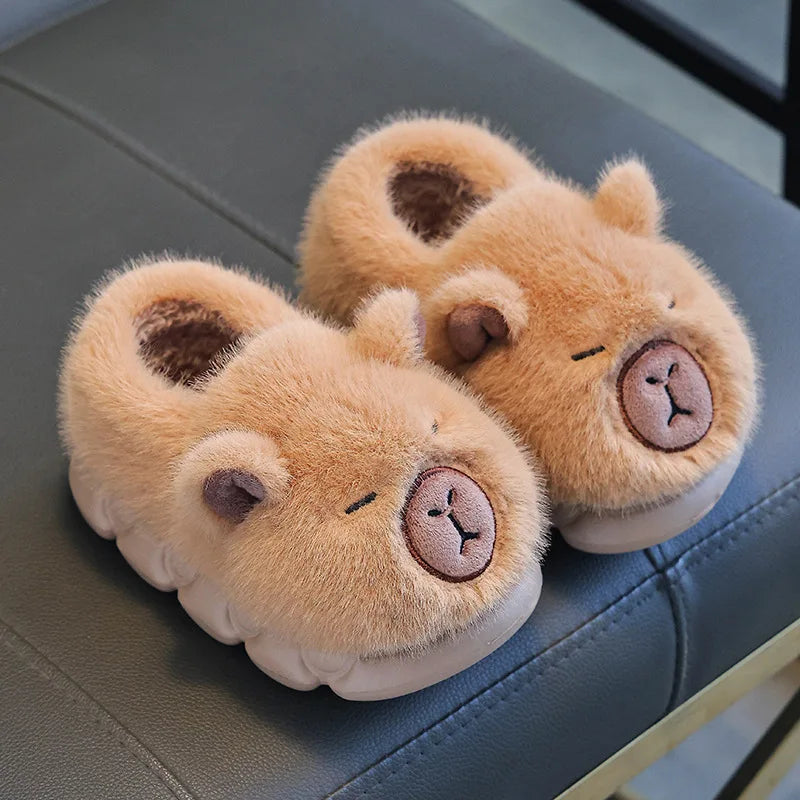 Kids Capybara Plush Slippers Warm Non Slip House Shoes for Boys & Girls