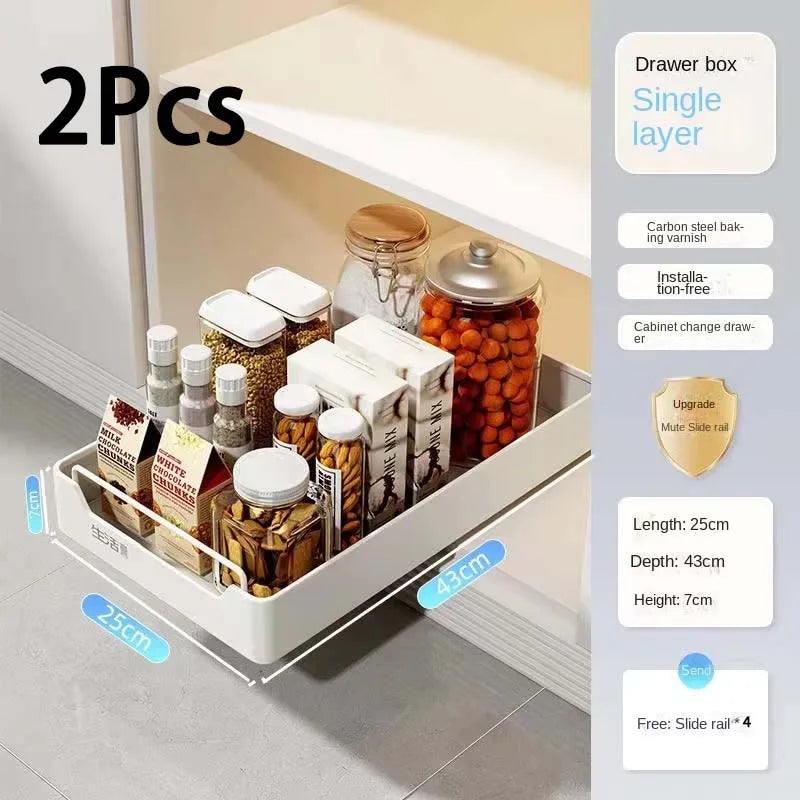 Pull Out Kitchen Storage Rack Sliding Drawer Spice Organizer Shelf Cabinet Tray