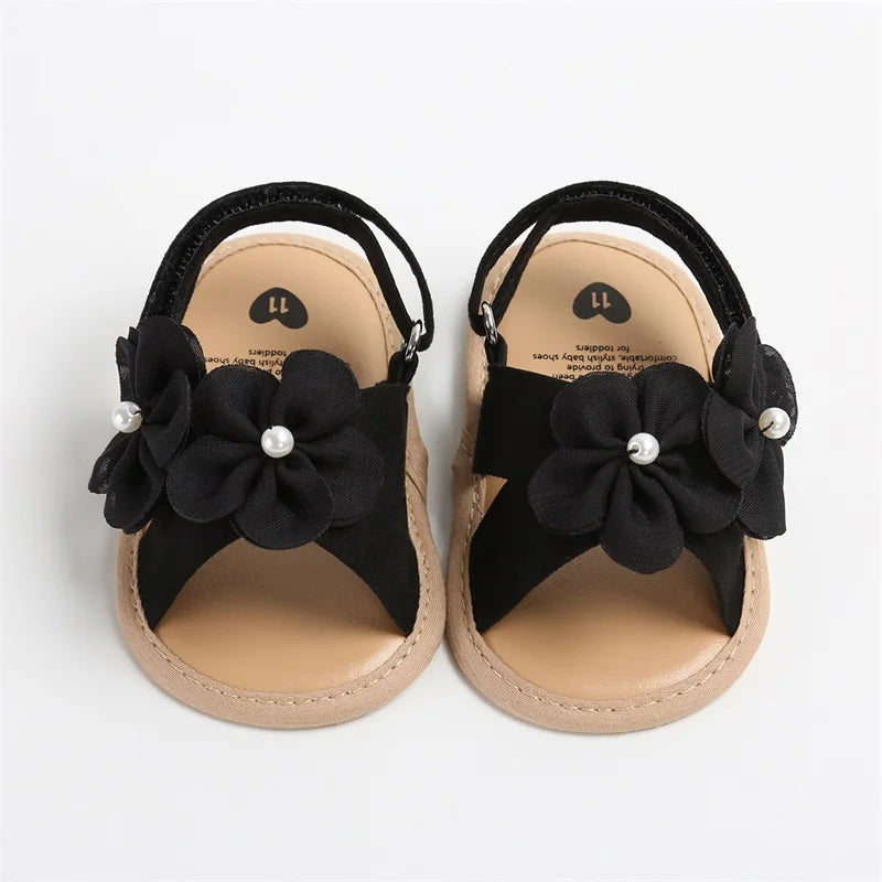 Baby Girls 3D Flower Non Slip Summer Sandals First Walker Shoes 0 to 18M