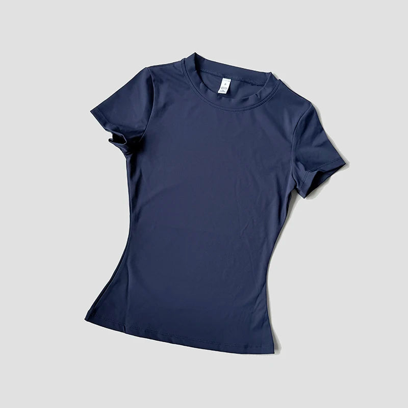 Women Seamless Yoga Top Short Sleeve Gym Running Shirt