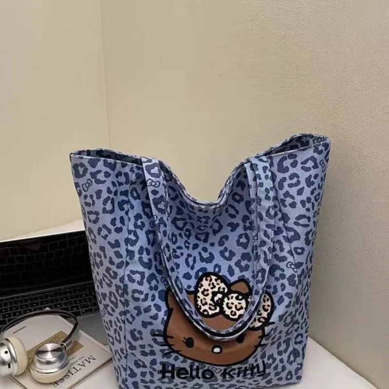 Hello Kitty Leopard Canvas Tote Messenger Bag