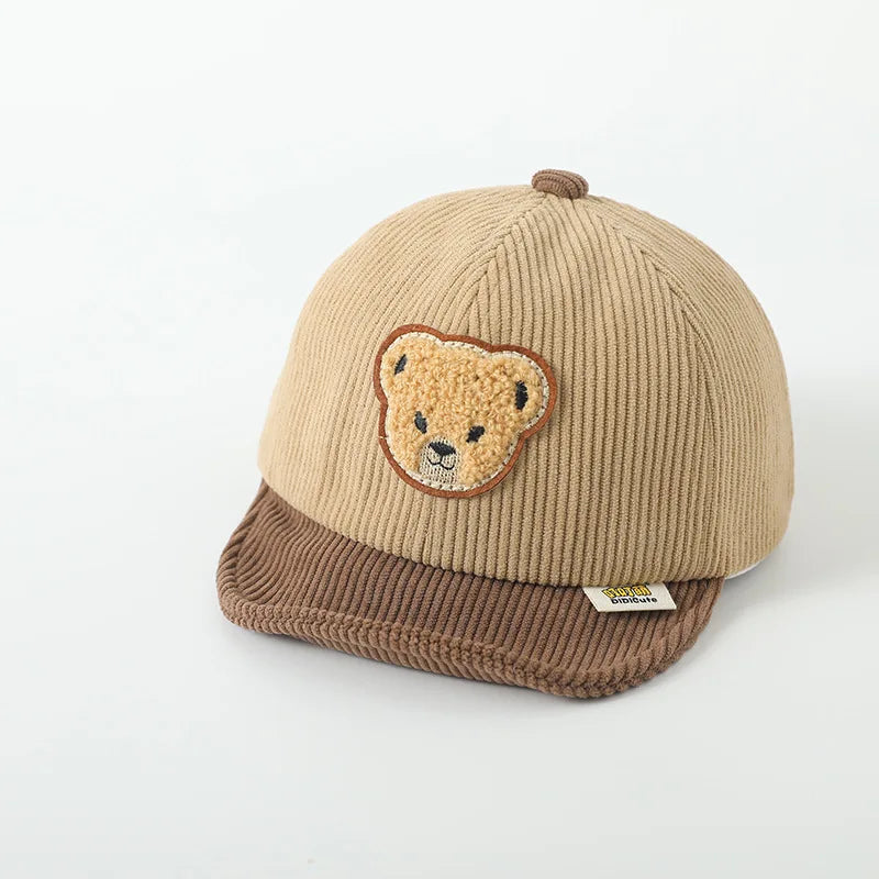 Corduroy Baby Bear Ear Hat Adjustable Toddler Baseball Cap