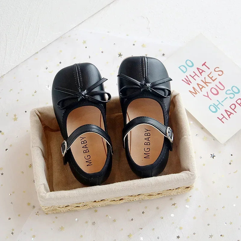 Baby Girls Mary Jane Flats Butterfly PU Leather Shoes for Kids