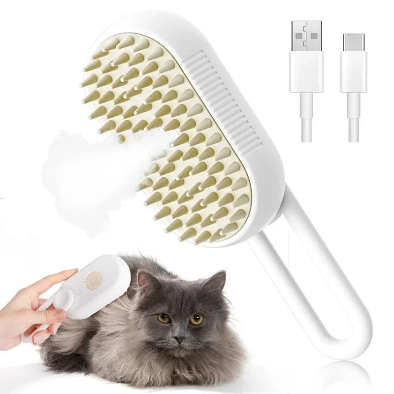 3 in 1 Steam Pet Brush Dog Cat Grooming Comb