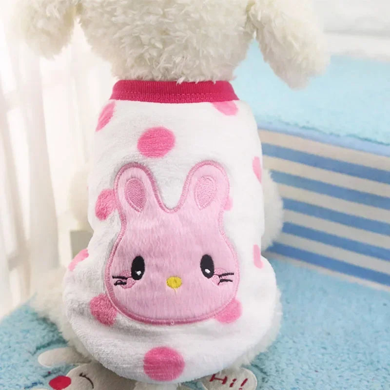 Winter Fleece Dog Vest Cartoon Pet Shirt
