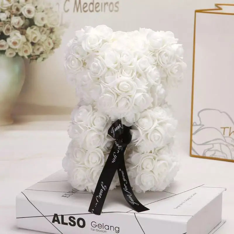 Rose Flower Teddy Bear Gift with Box for Women