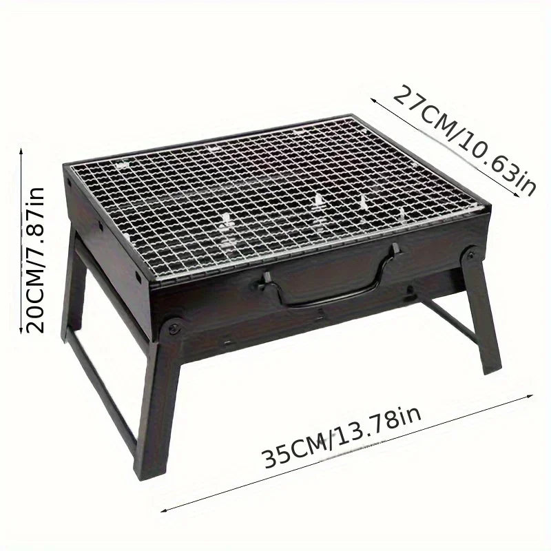 Portable Mini Charcoal BBQ Grill Stainless Steel Outdoor Camping Picnic Barbecue Stove