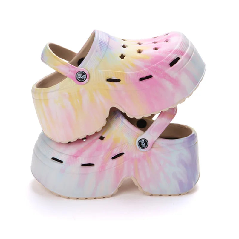 Women’s Leopard Platform Clogs Closed Toe Thick Sole Wedge Sandals