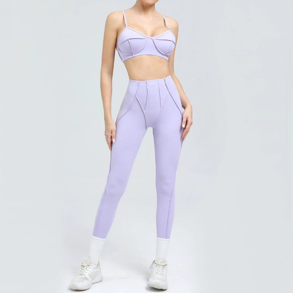 Women Seamless Yoga Set High Waist Hip Lifting Gym Sports Bra & Leggings Suit