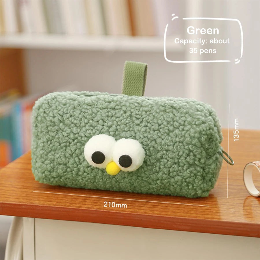 Cute Cartoon Plush Pencil Case Storage Cosmetic Bag Stationery School Supplies